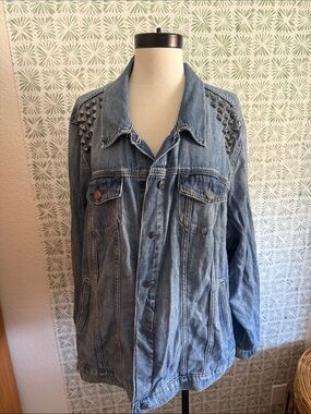 torrid Blue Denim Jacket with Studded Shoulders